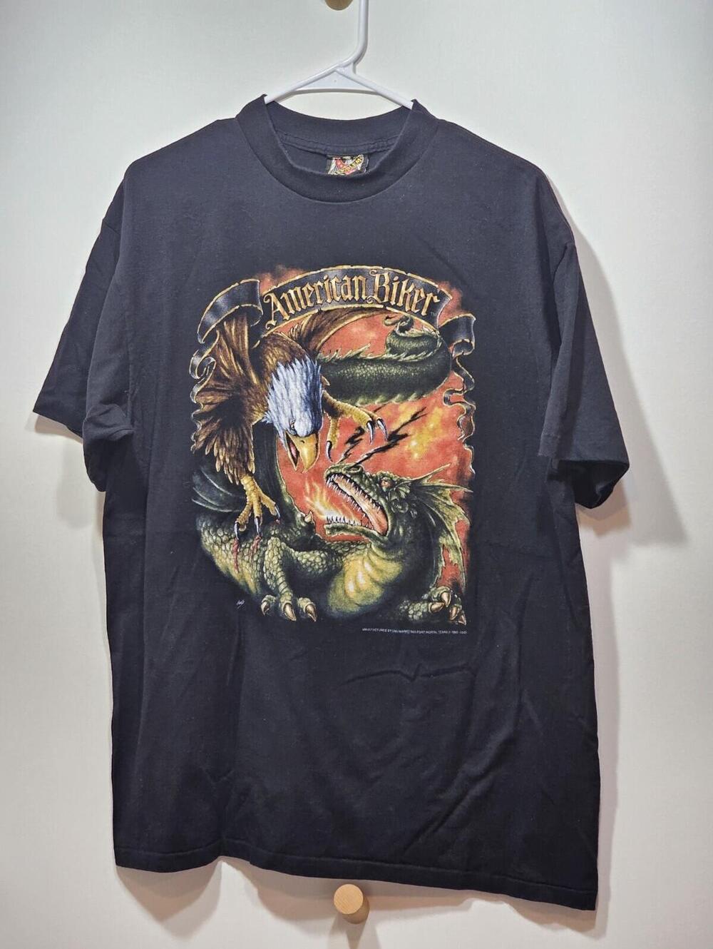 Vintage 3D Emblem T-Shirt Sturgis American Biker 1992 Black Single Stitch USA - Picture 3 of 11